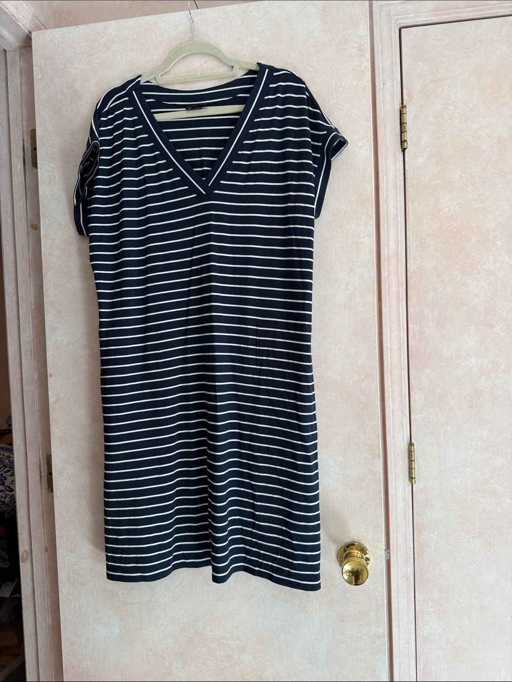 J. Jill Navy and White Striped V‑Neck Mini Dress